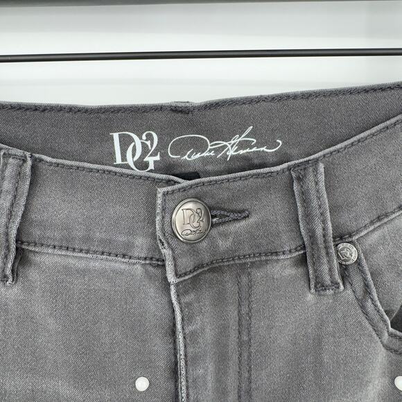 DG2 Diane Gilman Virtual Stretch Scattered Pearl Girlfriend Jeans Gray Tall 10T - Picture 6 of 10
